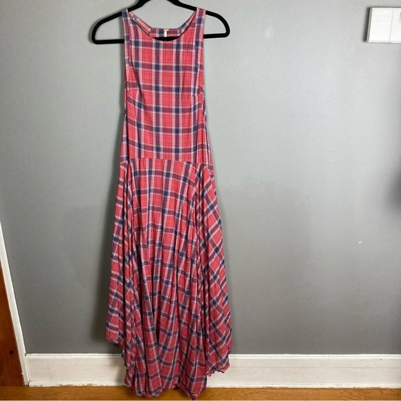 Free People Dresses & Skirts - Free People dress small plaid long dress lagen look prairie 100% cotton